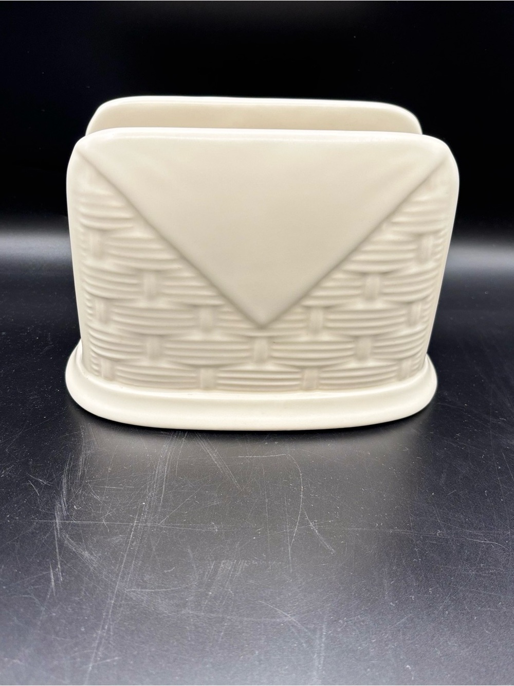 Vintage Pfaltzgraff Poetry Glossy Basketweave Napkin Holder Discontinued
